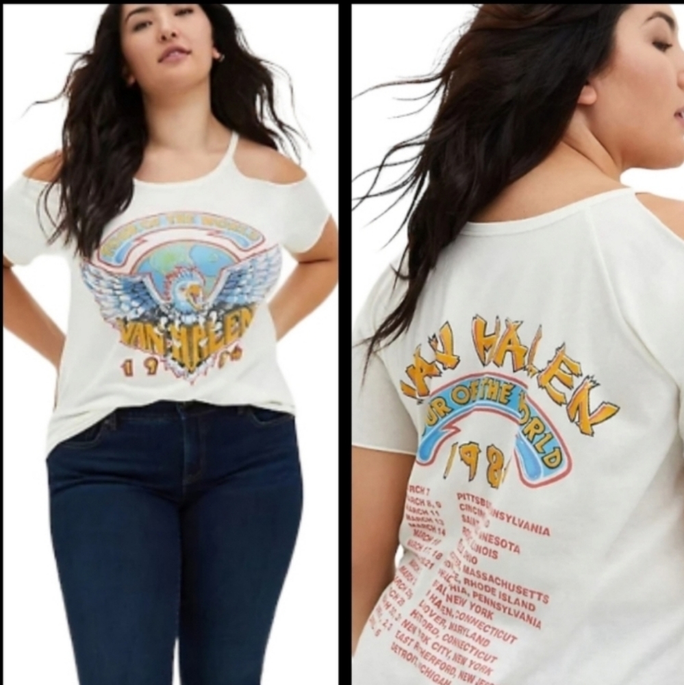 Torrid graphic Van Halen tour cold shoulder tee. Size 5